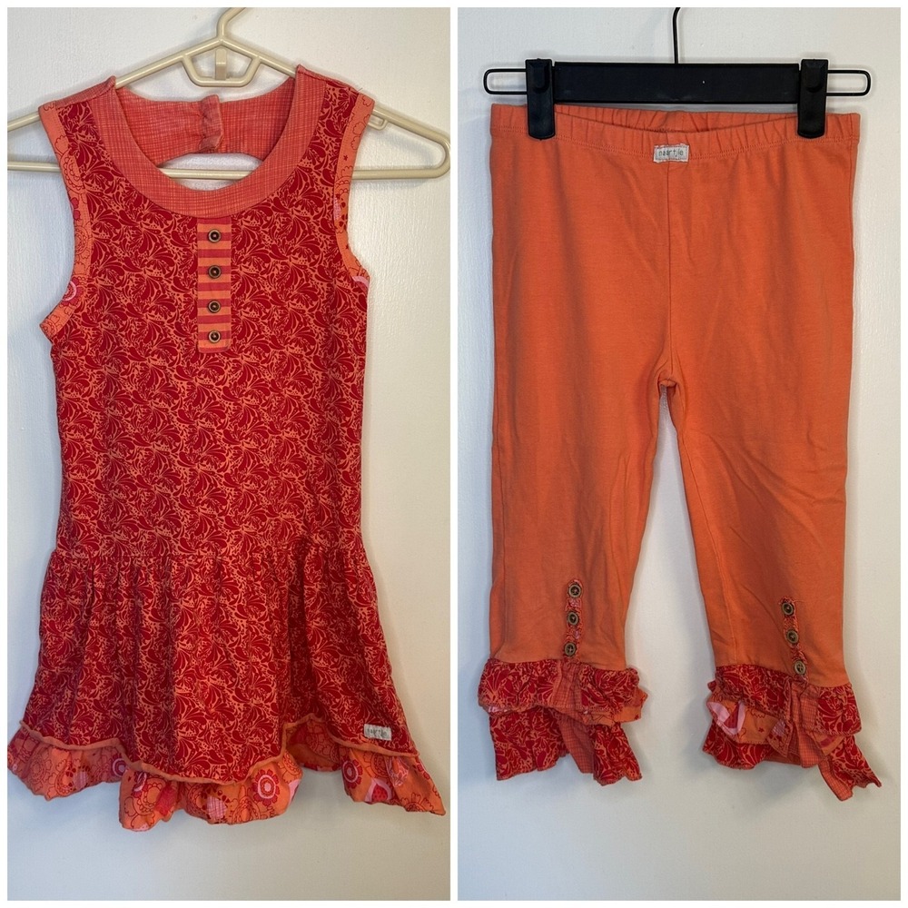Naartjie Size XXL 8 Pink & Orange Floral Mixed Print Tank Dress & Capri Leggings